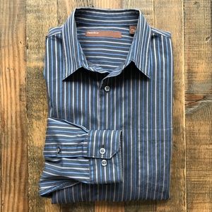 Perry Ellis Striped Men’s Button Down Shirt - Lg